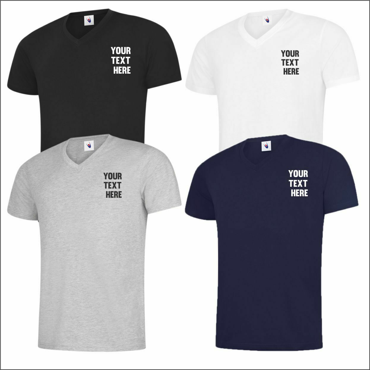Personalised Custom Uneek Mens Classic V Neck T-Shirt 100% Cotton Casual Tee TOP gallery