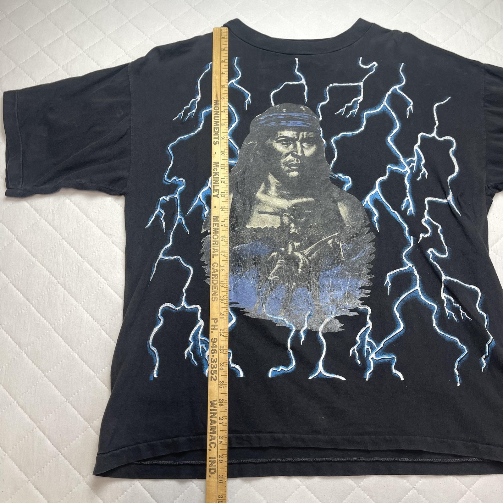 Vintage Native American Lightning Shirt Mens XL Black Rebal Double Sided 90s gallery