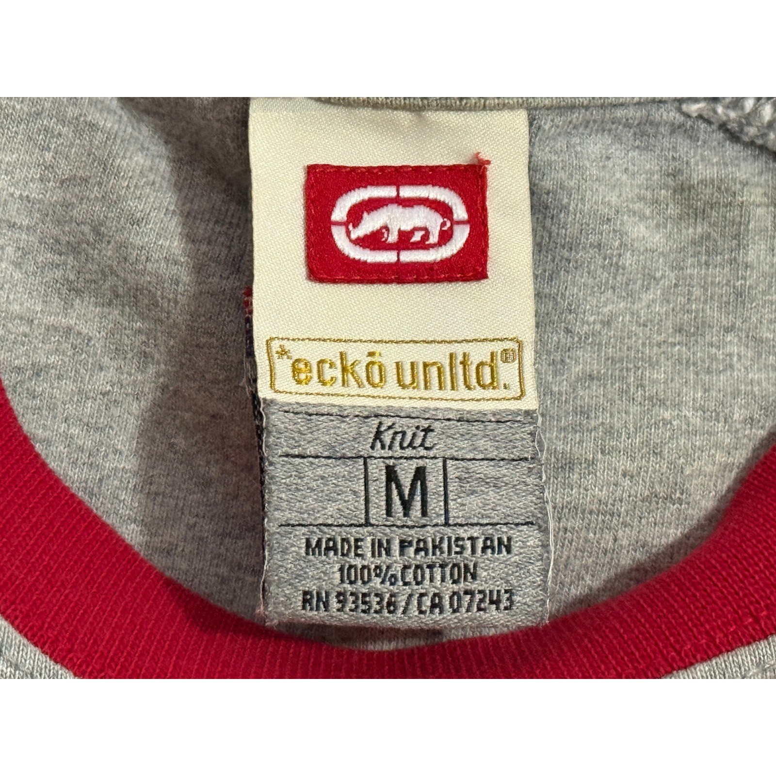 Ecko Unltd Jersey Shirt Mens Medium Gray Red Raglan Embroidered Logo 72 Knit gallery