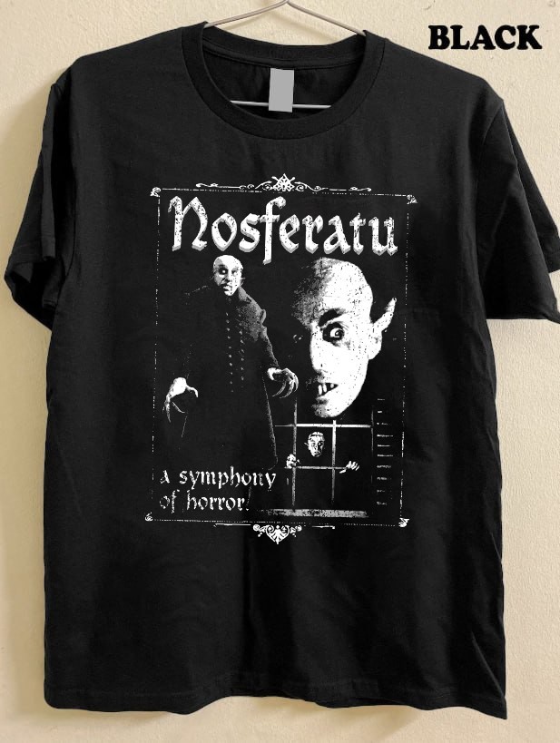 NOSFERATU white frame unisex classic black shirt QT6449