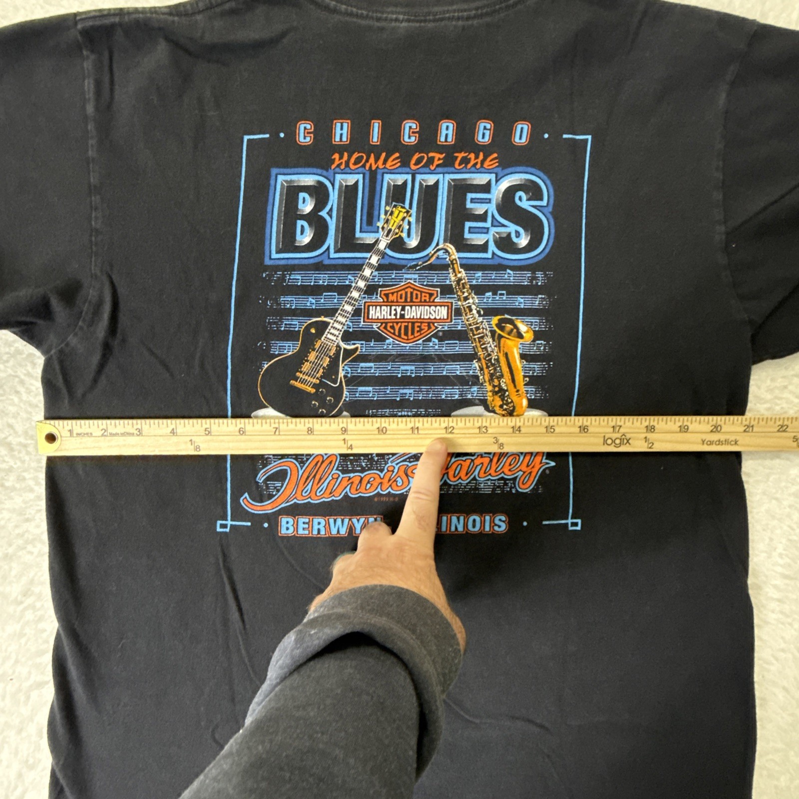 Vintage Harley Davidson Chicago Home of the Blues T Shirt Holoubek Large USA gallery