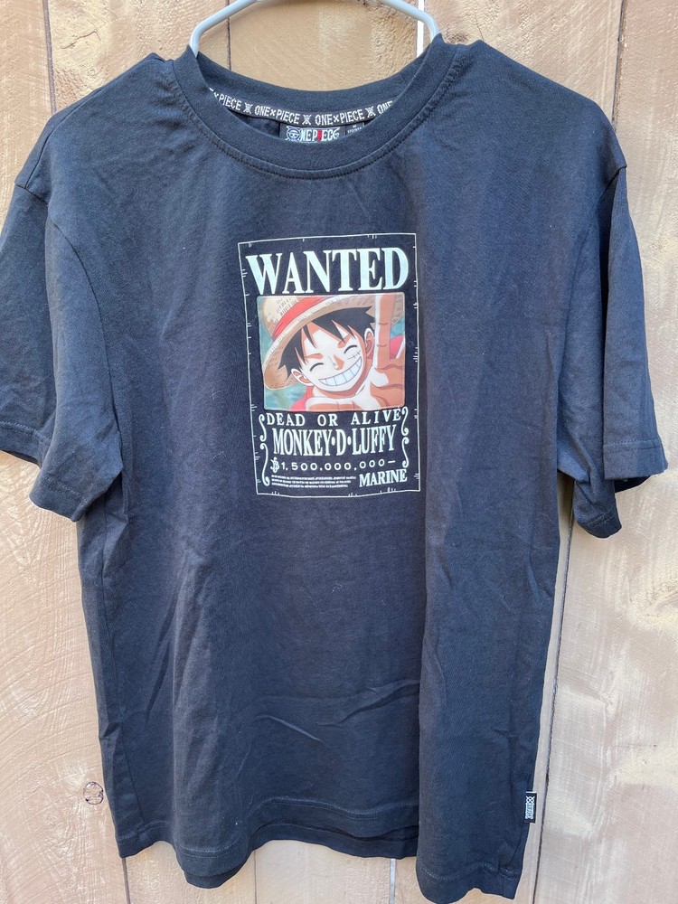 One Piece Monkey D Luffy Wanted Poster Graphics BLACK Tshirt – Men’s Sz M