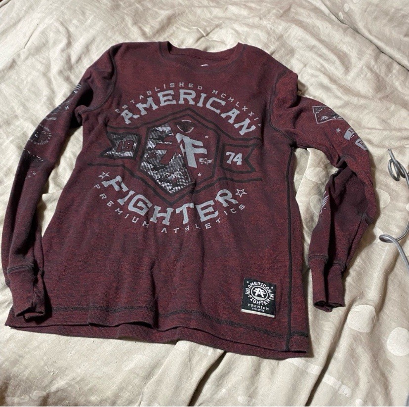 American Fighter Men's Long Sleeve Deep Red Thermal Shirt, Size Large gallery