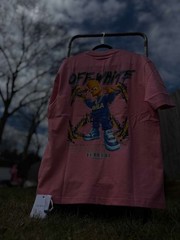 Off-White Bart Simpson Pink Graphic Print Men’s Cotton Knit T-Shirt