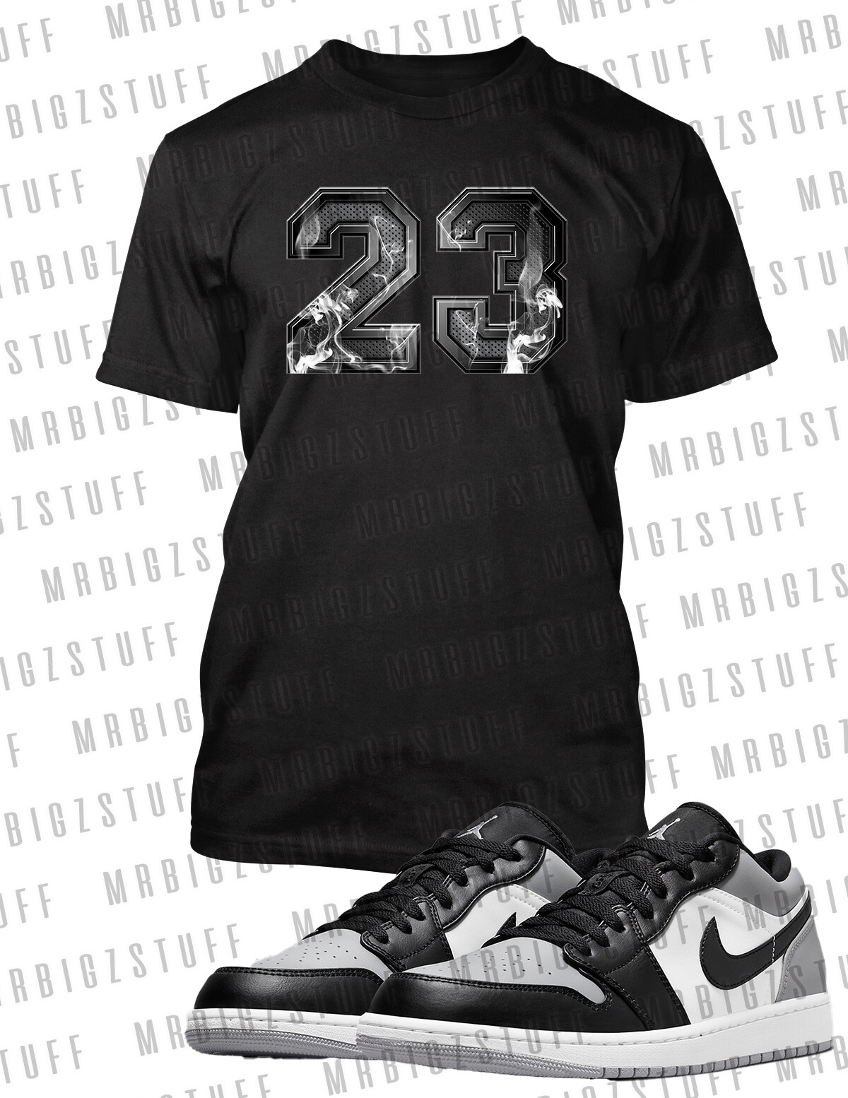 Graphic 23 Smoking Sneaker Tee Shirt To Match J1 Low Smoke Gray Pro Club Shaka gallery