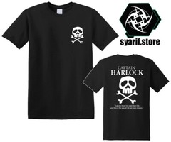 Space Pirate Captain Harlock Men’s Black Grey T-Shirt Size S-5XL