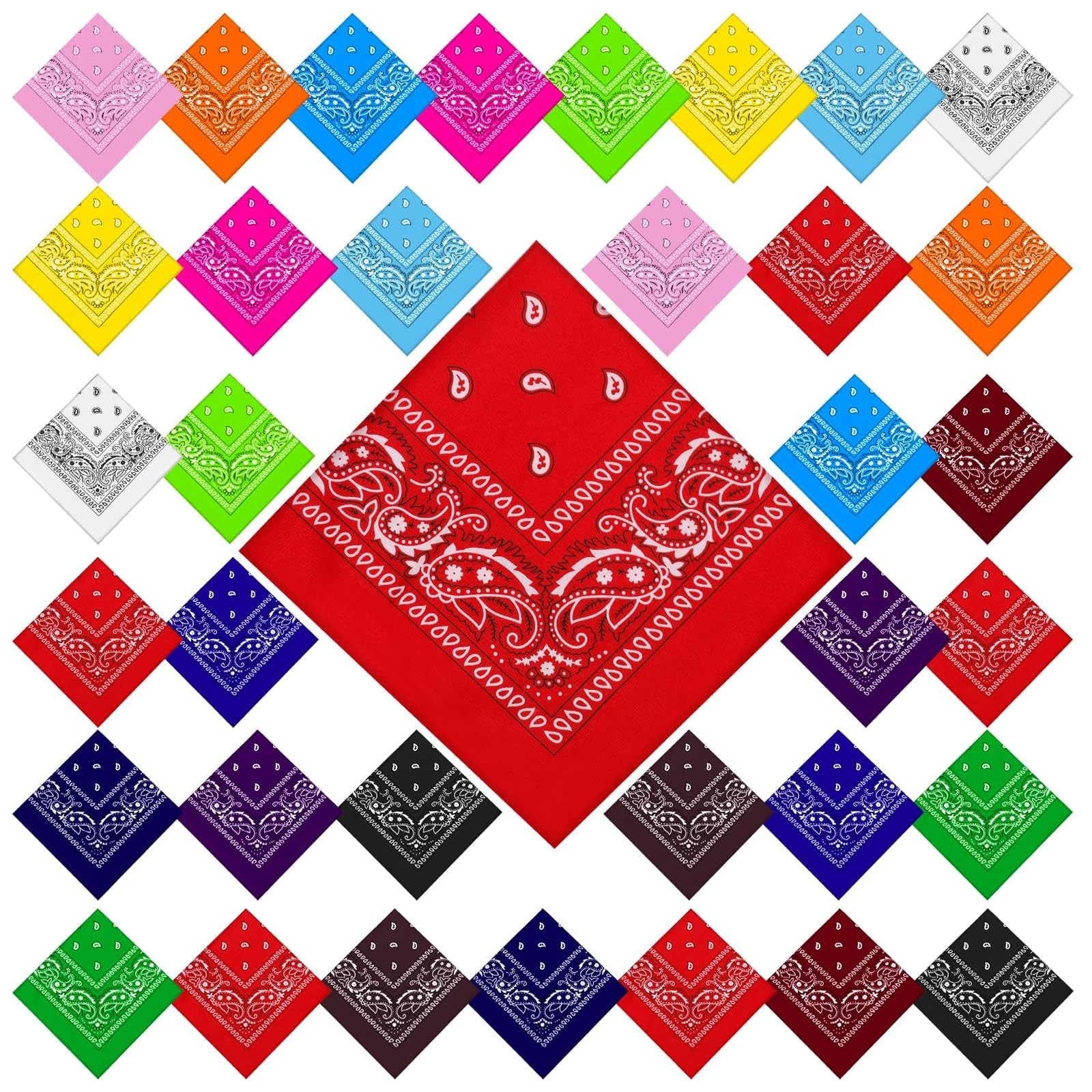 Paisley Cowboy Bandanas Bulk Polyester Headband Scarf Kerchief 36 PCS