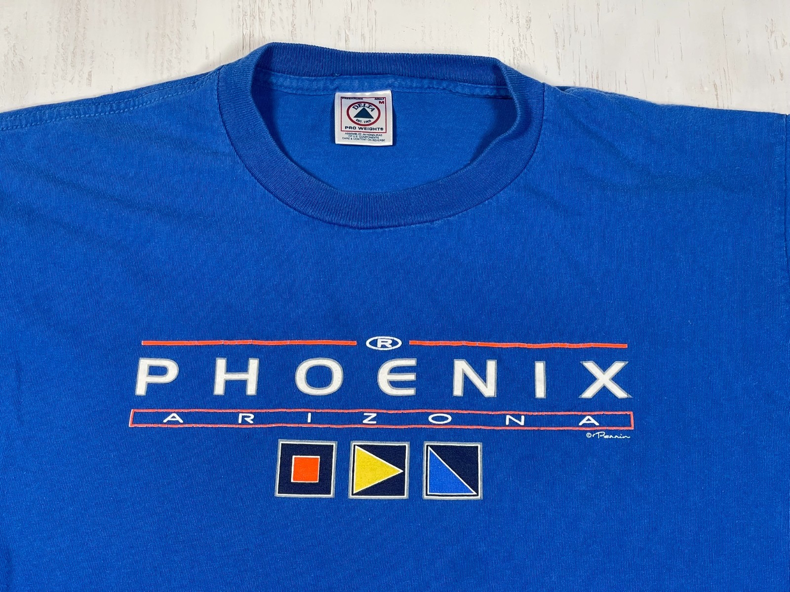 Vintage Delta Tag Men's Blue Phoenix Signed Perrin Size Medium gallery
