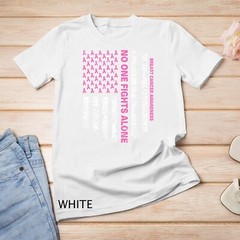 No One Fights Alone USA Flag Breast Cancer Awareness Unisex T-shirt