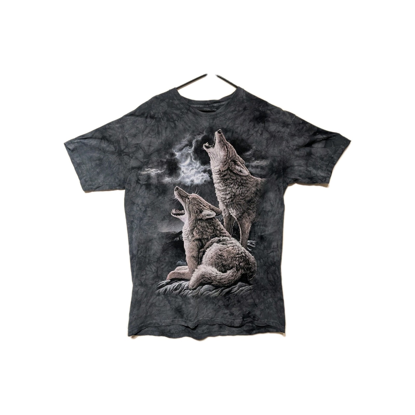 The Mountain Mens T-shirt Gray Two Wolves Howling Retired Logo XL #6713 gallery