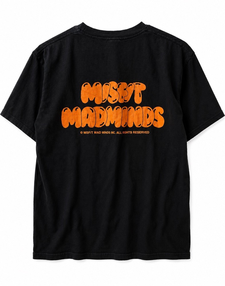 M/SF/T Misfit Mad Minds Take It Easy Mens T-Shirt Sz L Black Orange Graphic Tee