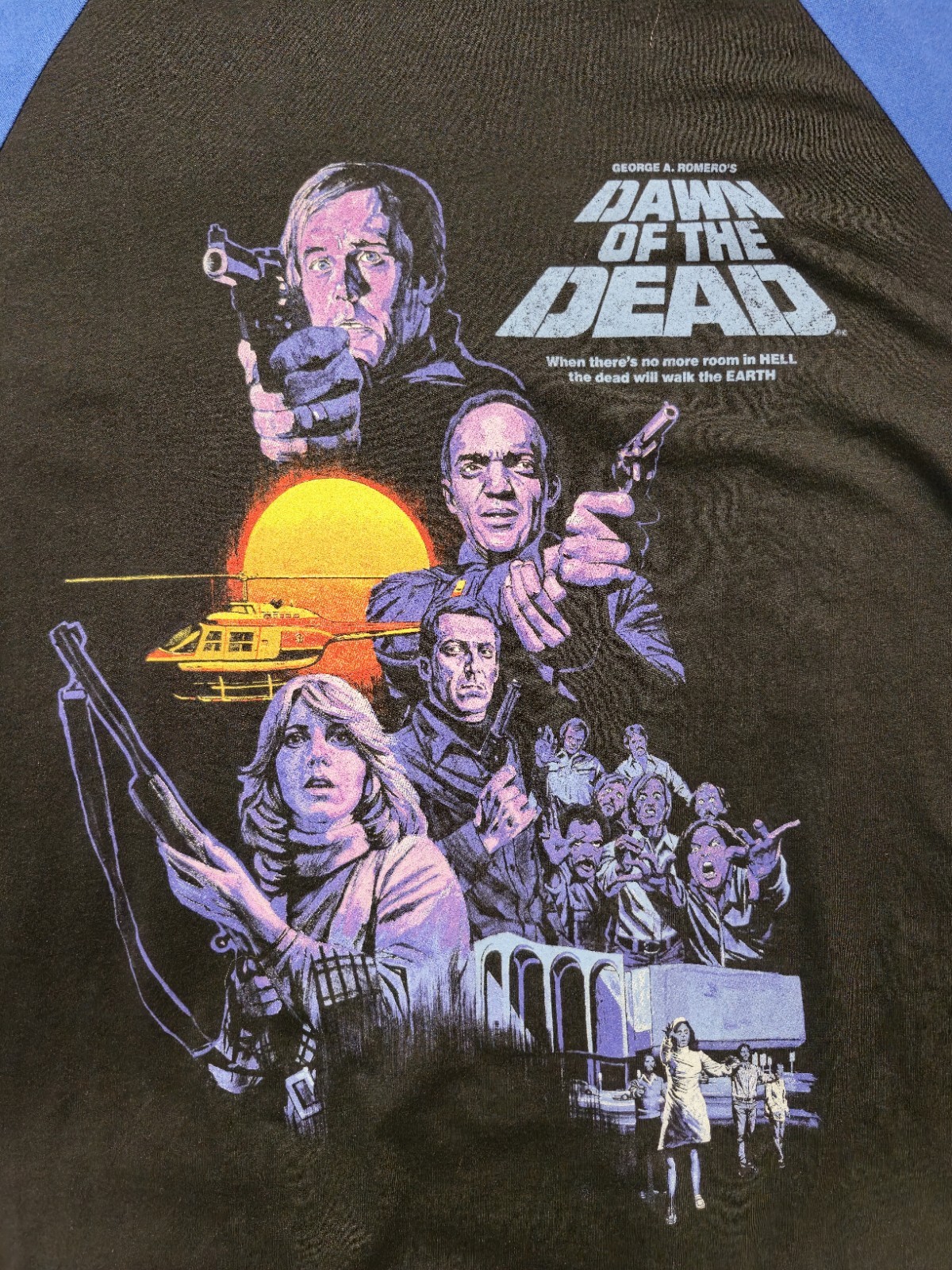 Fright Rags Dawn of the Dead 45th Anniversary Graphic Tee 2X Black/Blue gallery
