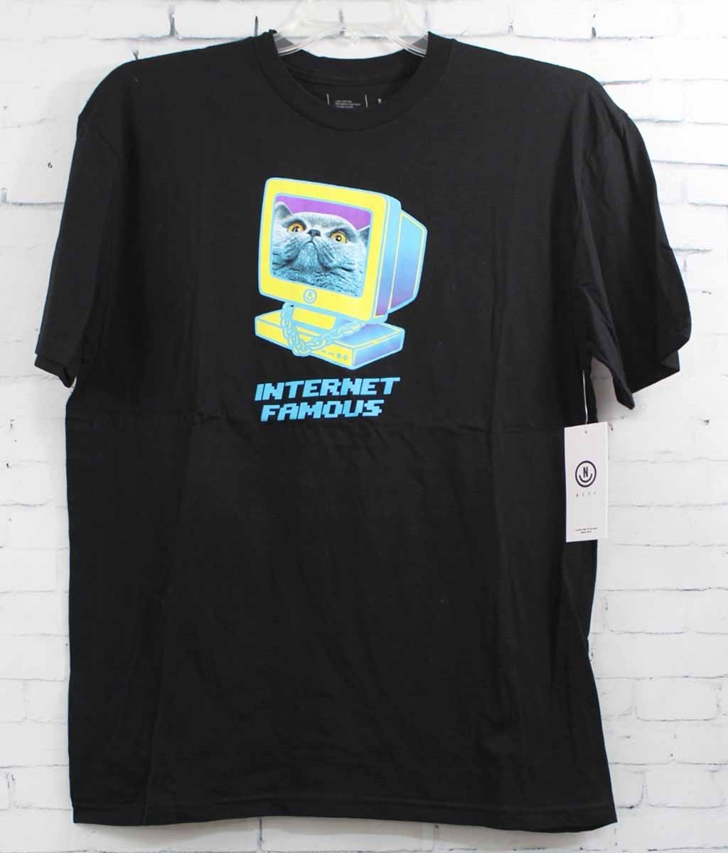 Neff Internet Famous Cotton Short Sleeve Tee T-Shirt, Men’s Large Black New