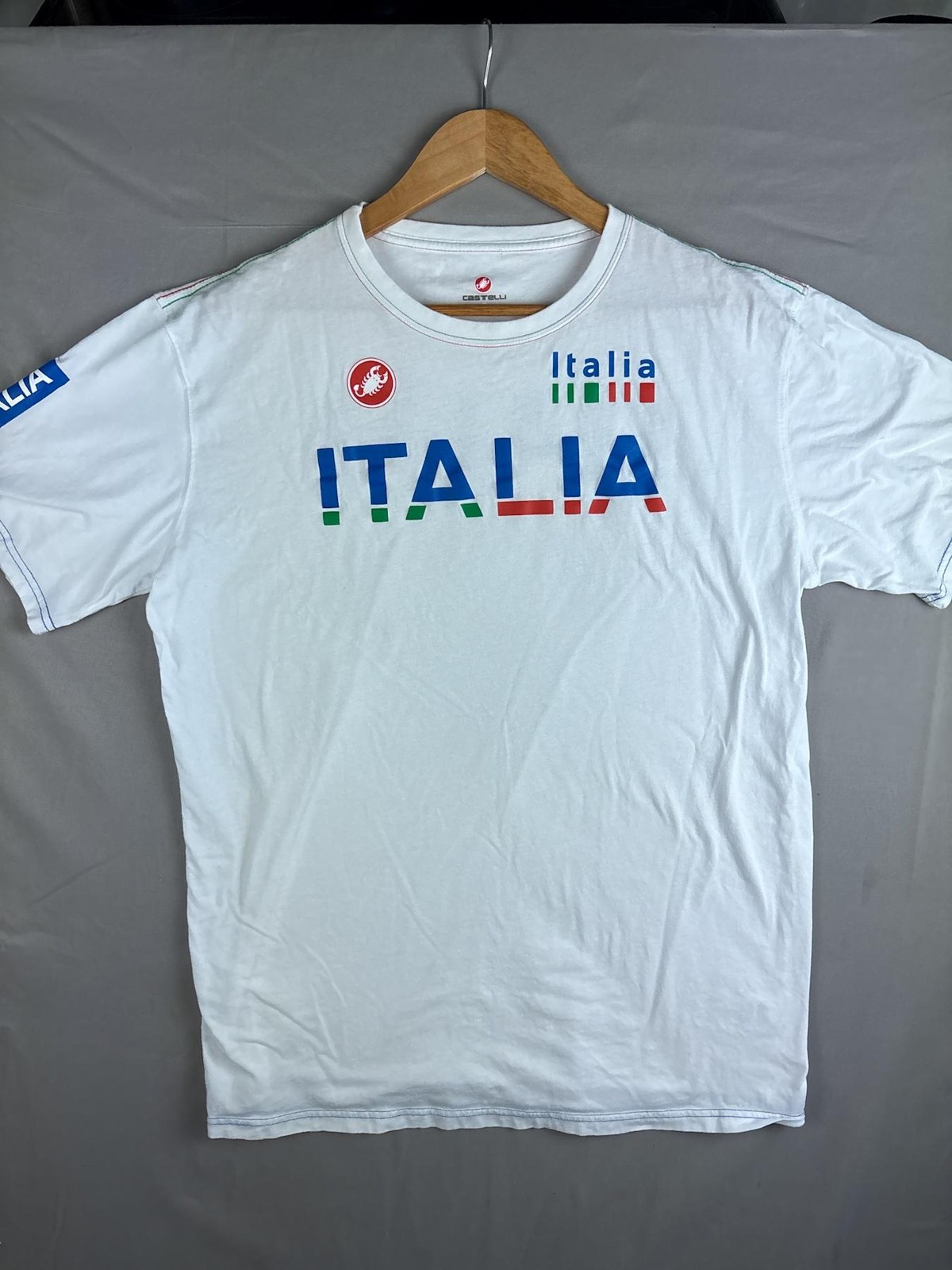 Castelli Italia Cotton T-Shirt Mens Size 3XL White Graphic Crew Neck Italy