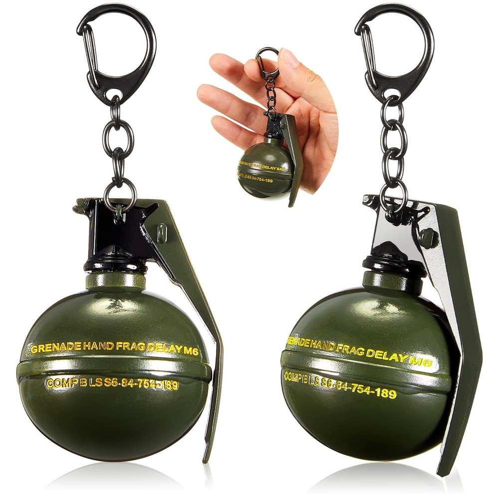 2 Pcs Frag Grenade Keychain Heavy Duty Bomb Alloy Cool Keychain for Jewelry M…