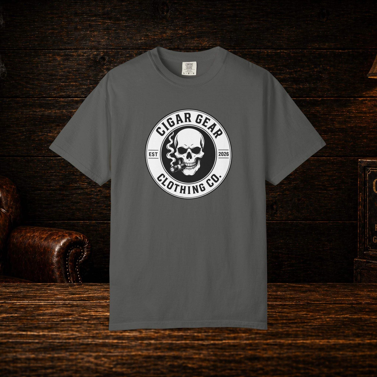 Cigar Gear Skull Logo T Shirt Men's Graphic Tee Smoking Lounge Apparel gallery