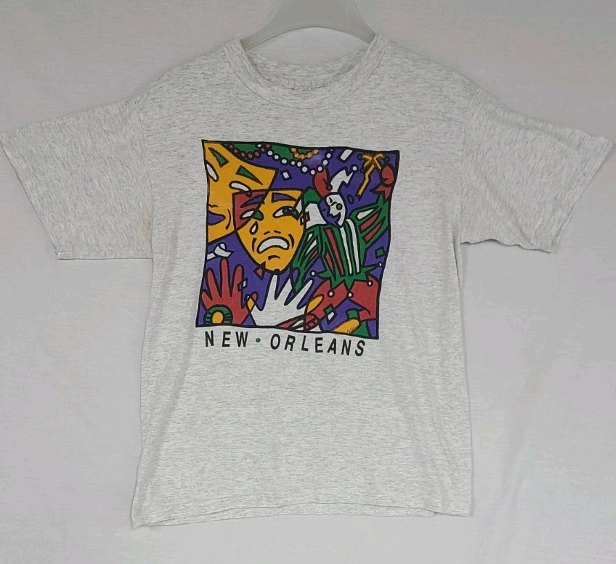Vintage 90s New Orleans Mardi Gras T-Shirt Size M Single Stitch Teejays gallery