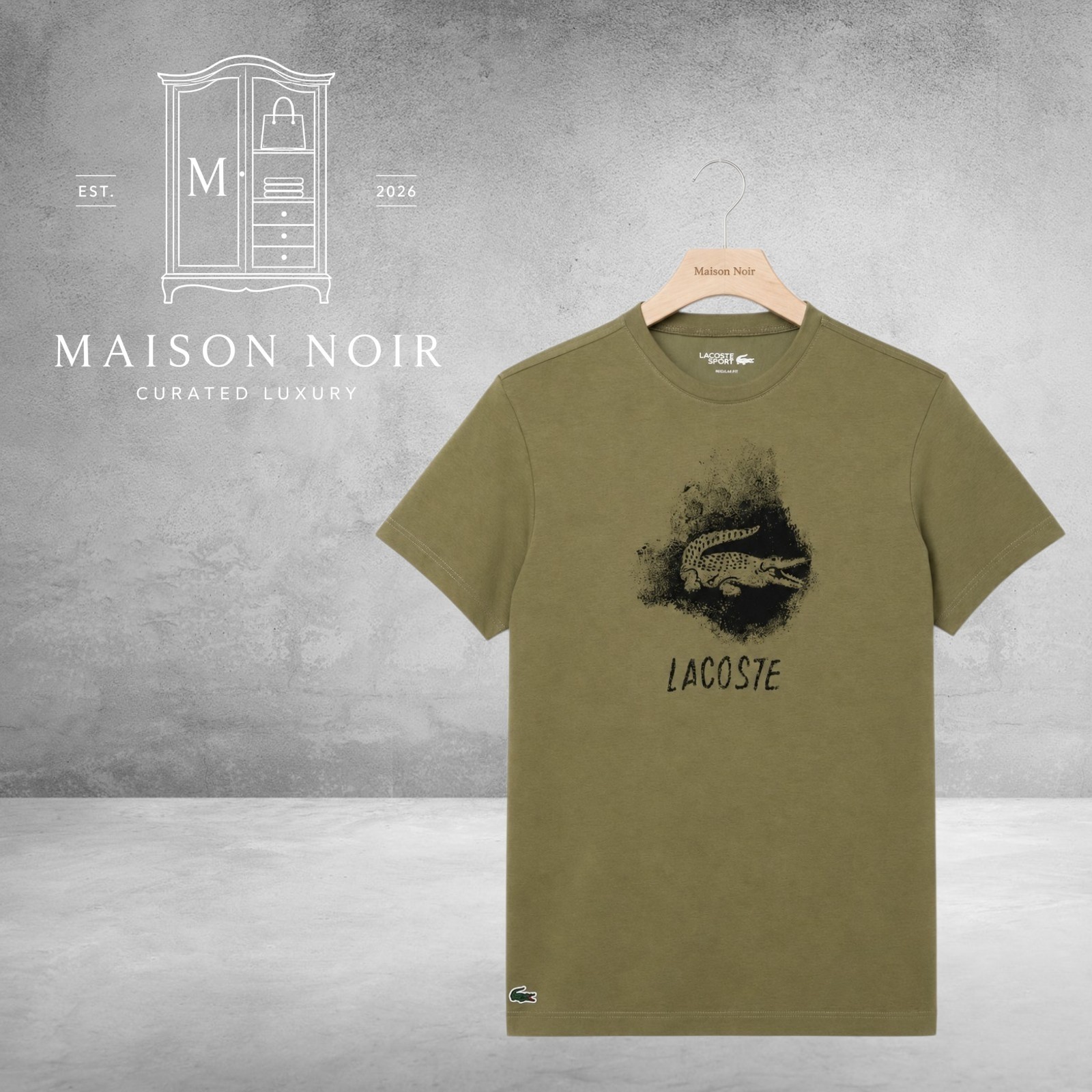 Lacoste Men's Regular Fit Green Ultra Dry Clay Court Graphic T-shirt Size Medium gallery