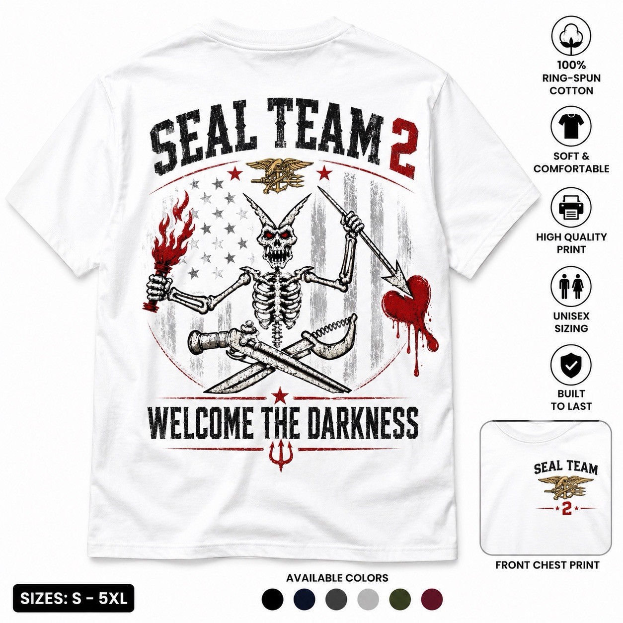 Trend Navy SEAL Team 2 Morale Command Repro Tee, Gift for Military Veterans gallery