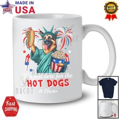 Custom Name Just Here For Hot Dogs; German Shepherd Liberty Patriotic T-Shirt