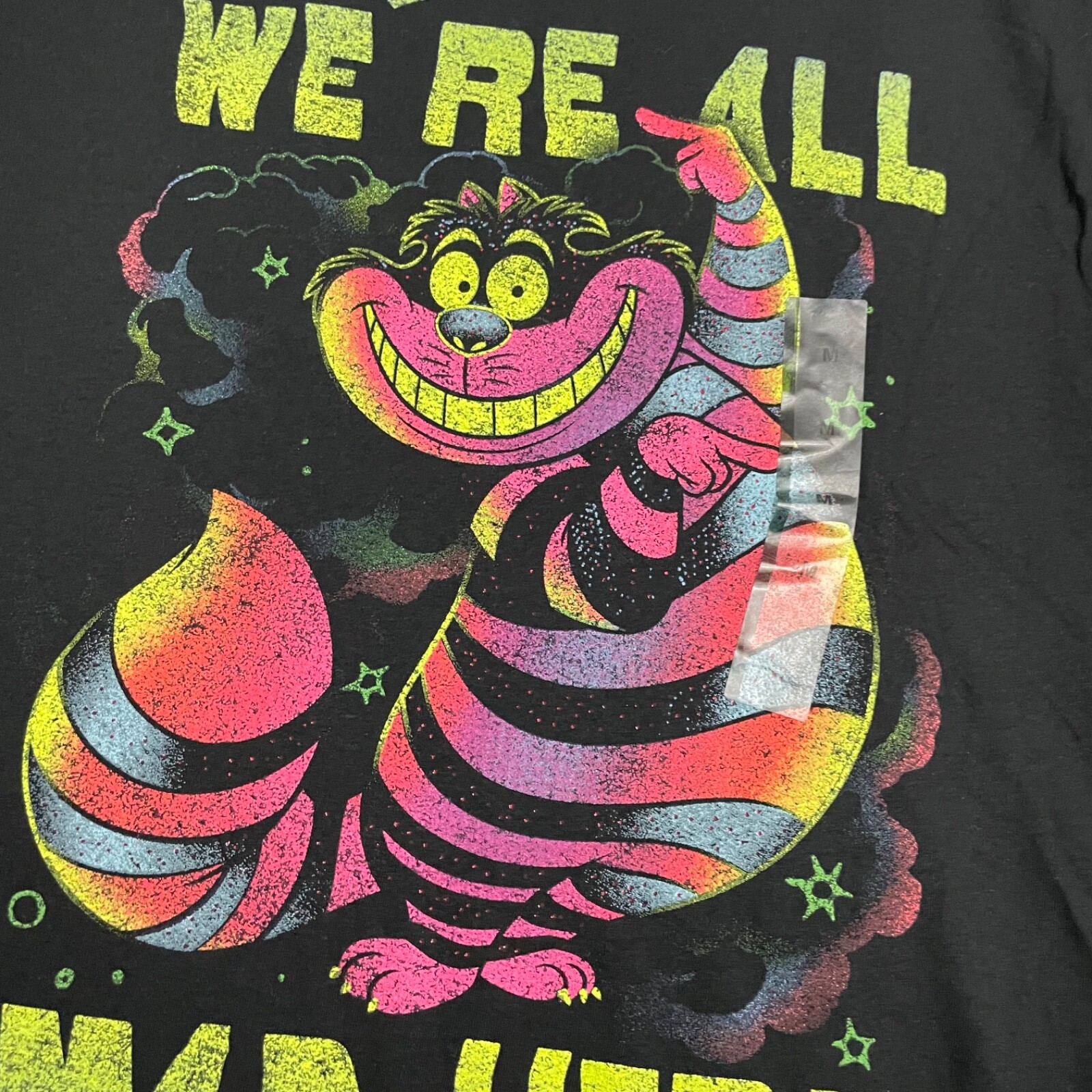 Disney T-Shirt Mens Medium Black Cheshire Cat Alice In Wonderland Casual Cartoon gallery