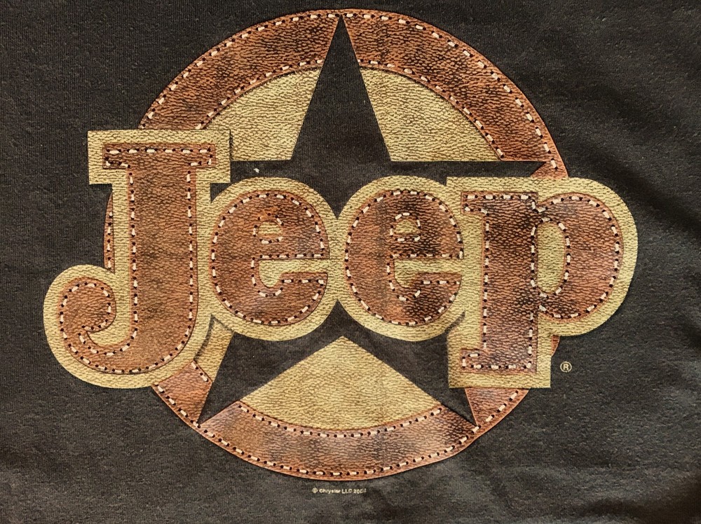 Jeep Faux Leather “Patch” T-Shirt, Brown, Size XL