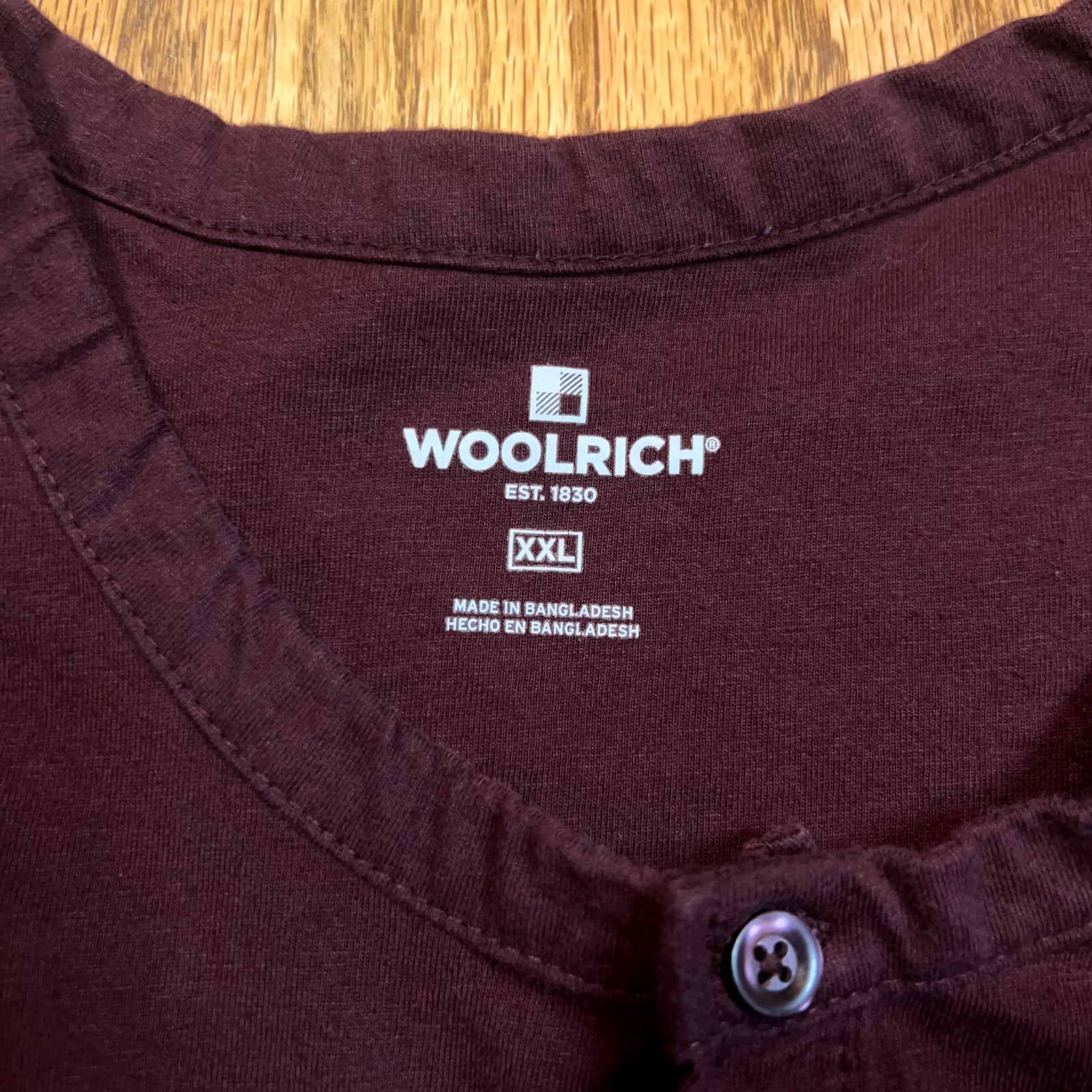 Woolrich Shirt Men's 2XL Maroon Henley Long Sleeve Casual Woven Cotton Blend gallery