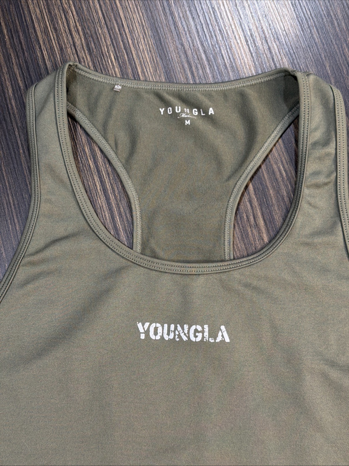 YoungLA Men’s Sleeveless Tank Top Dark Green Size Medium gallery