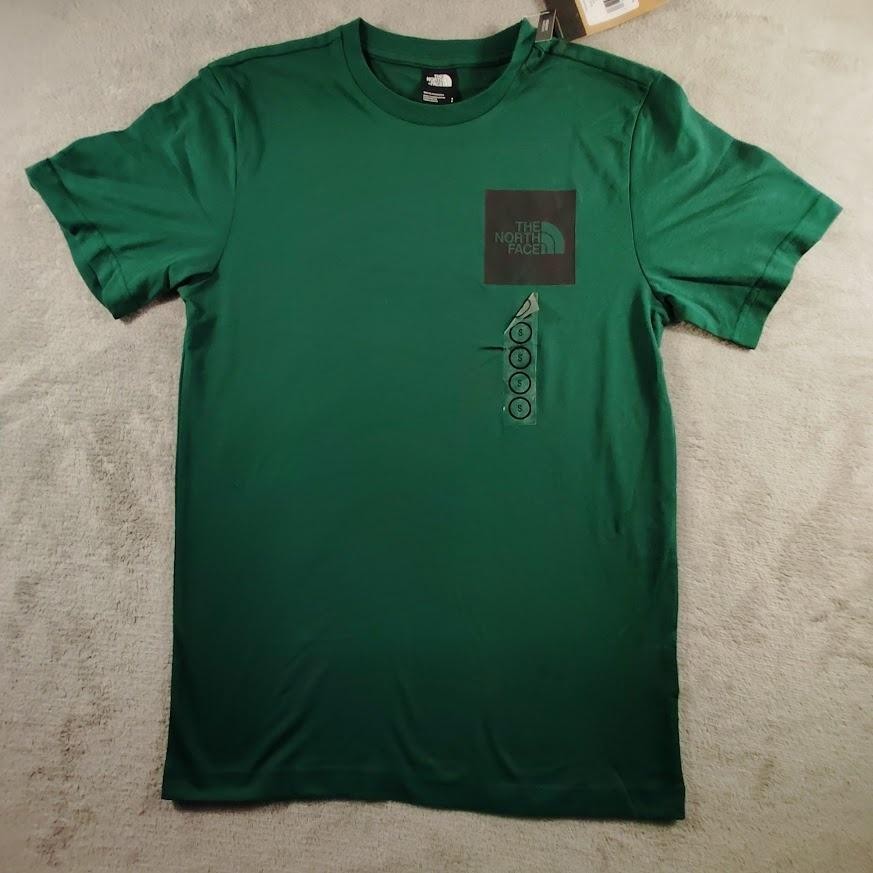 The North Face Shirt Mens S Deep Nori Green Logo Crew Neck M SS Fine Tee NF0A8A6 gallery