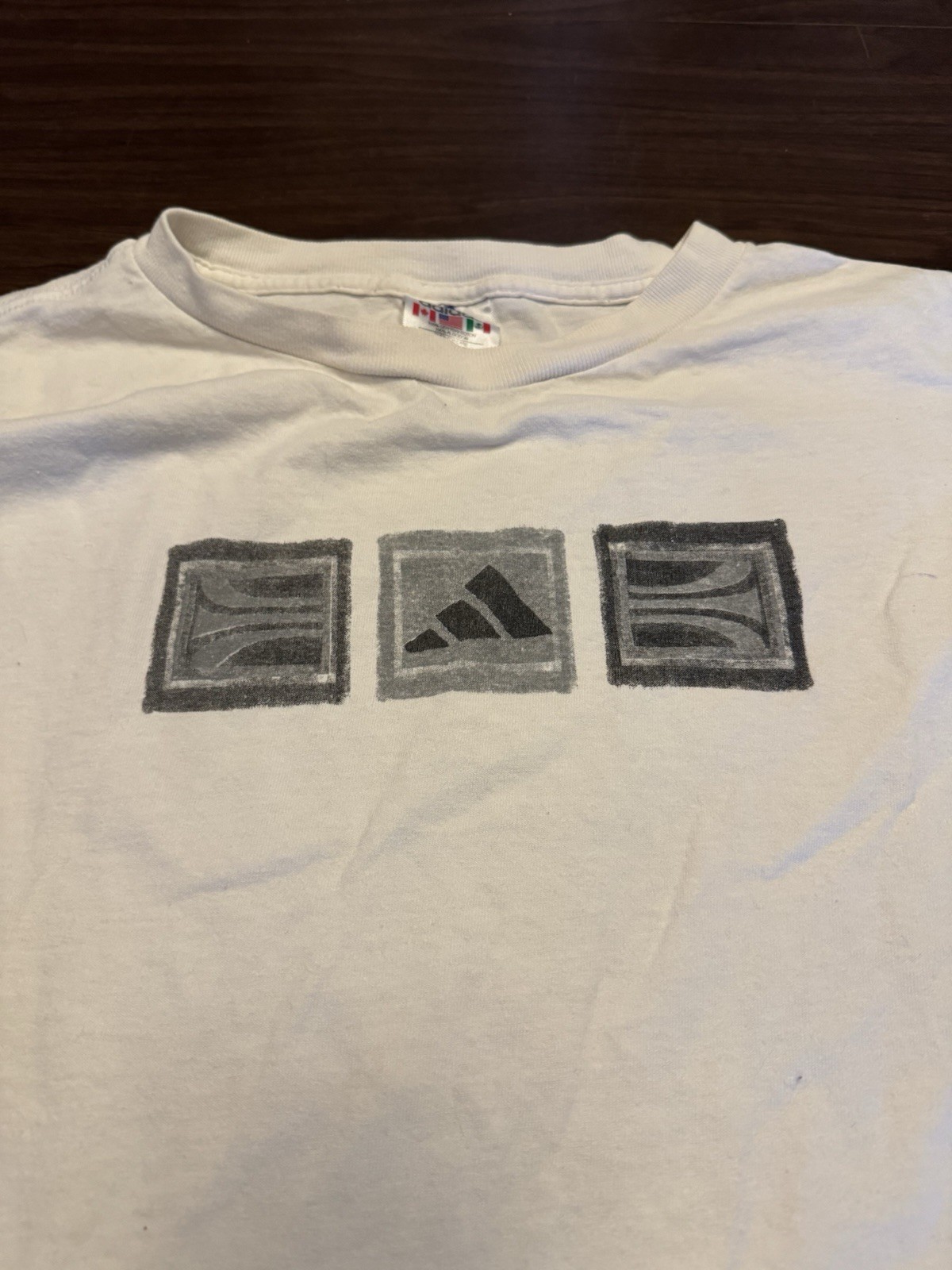 Vintage 90s Adidas T-shirt Three Box Logo White Size XL gallery