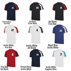 Personalised Contrast T-shirt, Your Name & Number Printed Team Sports Tee jersey