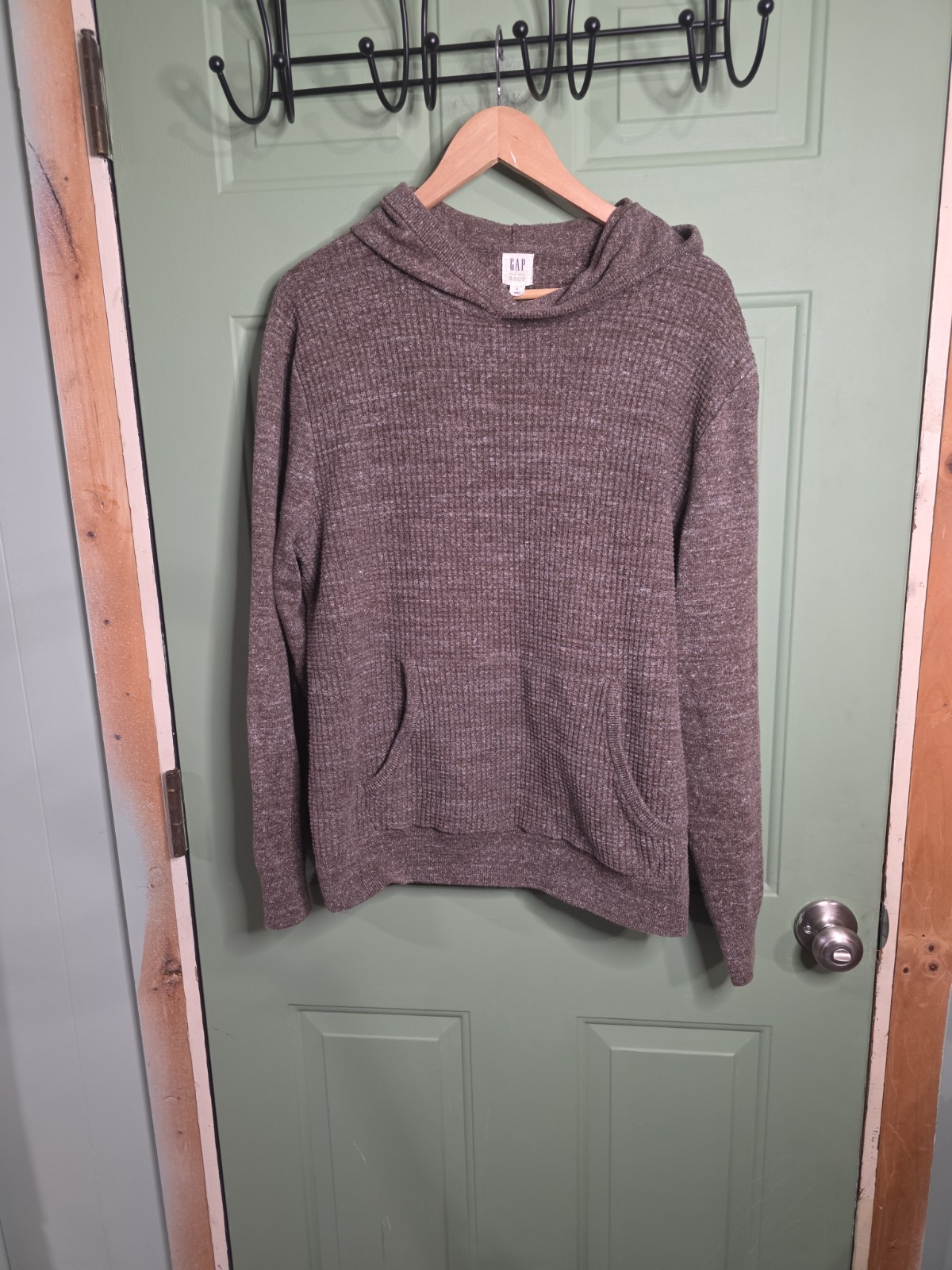 Mens sz L GAP Good Life Waffle ,Hooded,Kangaroo Pocket Sweater gallery