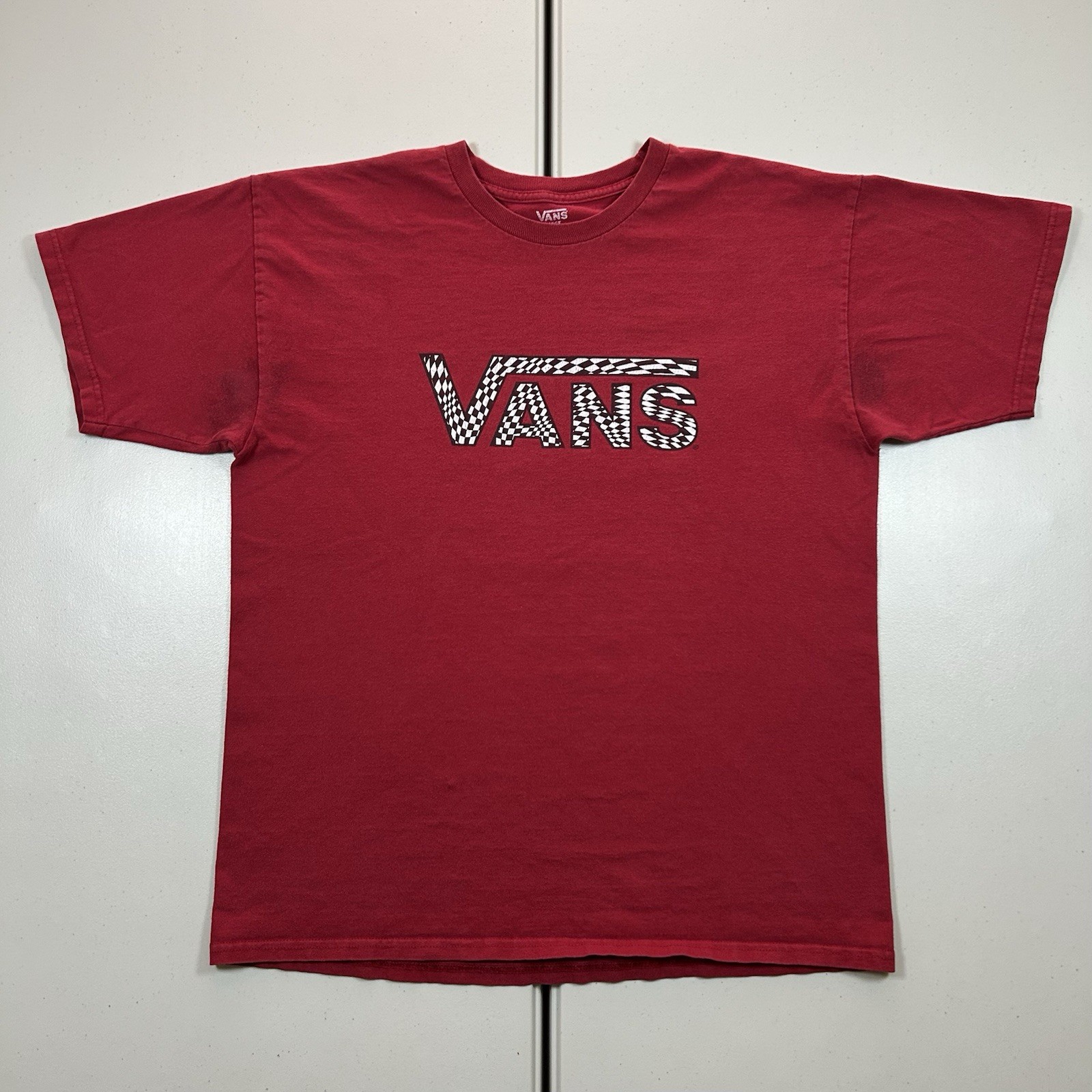 Vans Skate Shirt Men's Size Large Checkered Logo Graphic Red Spell Out Cotton gallery