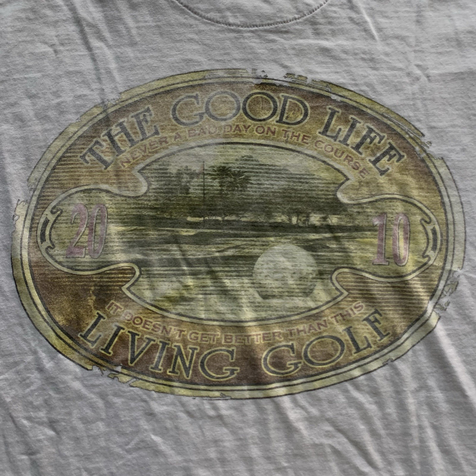 Vintage 2010 Golfing T-Shirt L White Sports Classic Summer Vacation DISTRESSED gallery