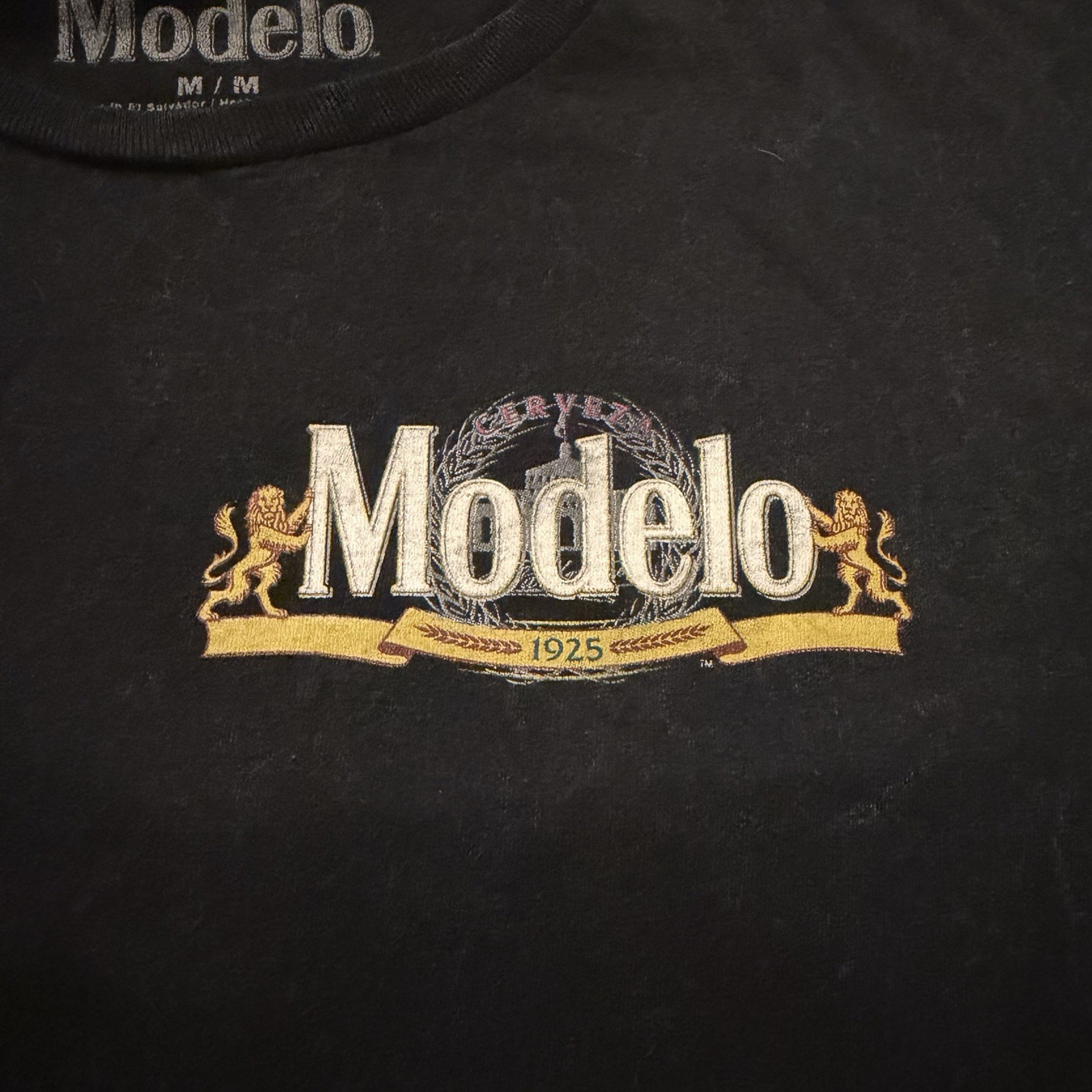 Modelo Cerveza Est 1925 Graphic T-Shirt Men’s Size M NWT Black with Grey Fleck gallery