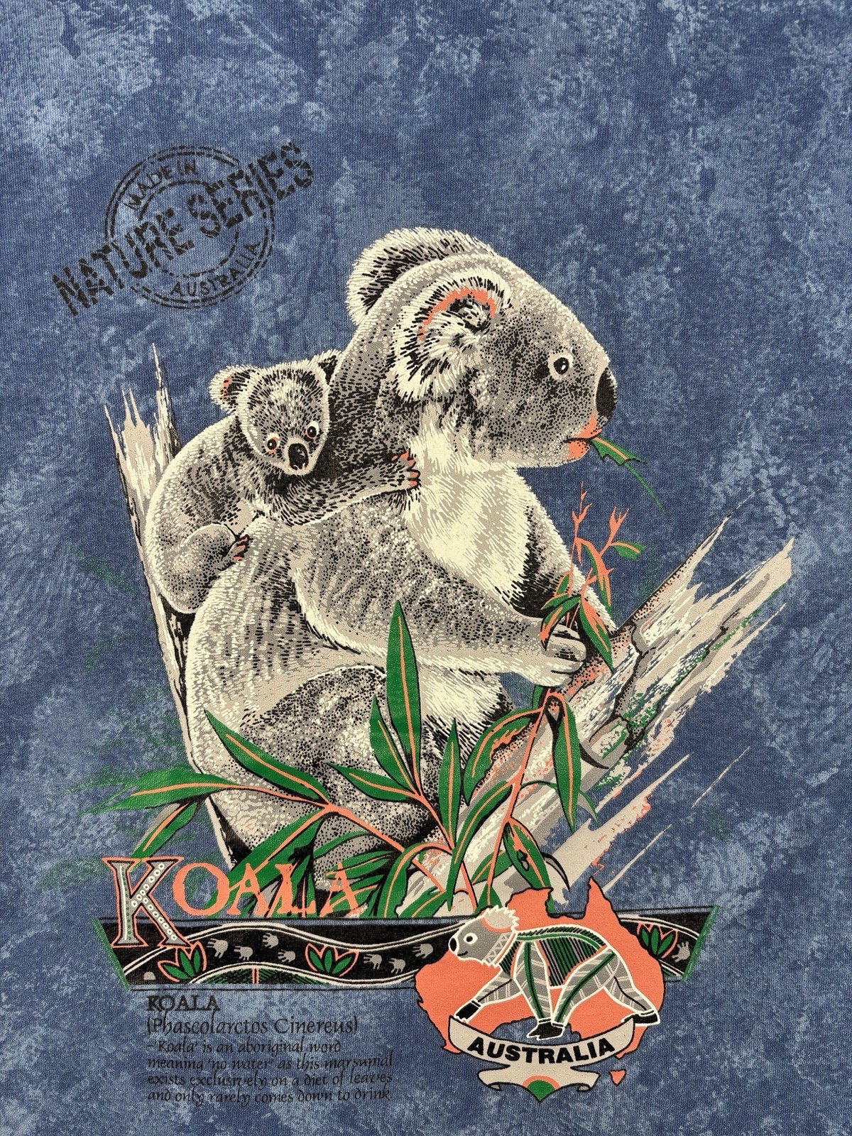 Made in Australia Nature Series Koala T-Shirt Blue Men’s Medium Vintage 90s gallery