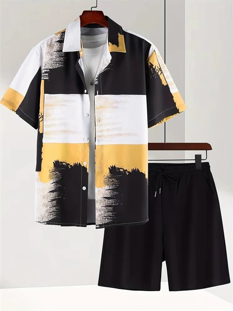 Men Summer Outfit 2-piece Set Short Sleeve T-shirt and Shorts Sweatsuit Set gallery