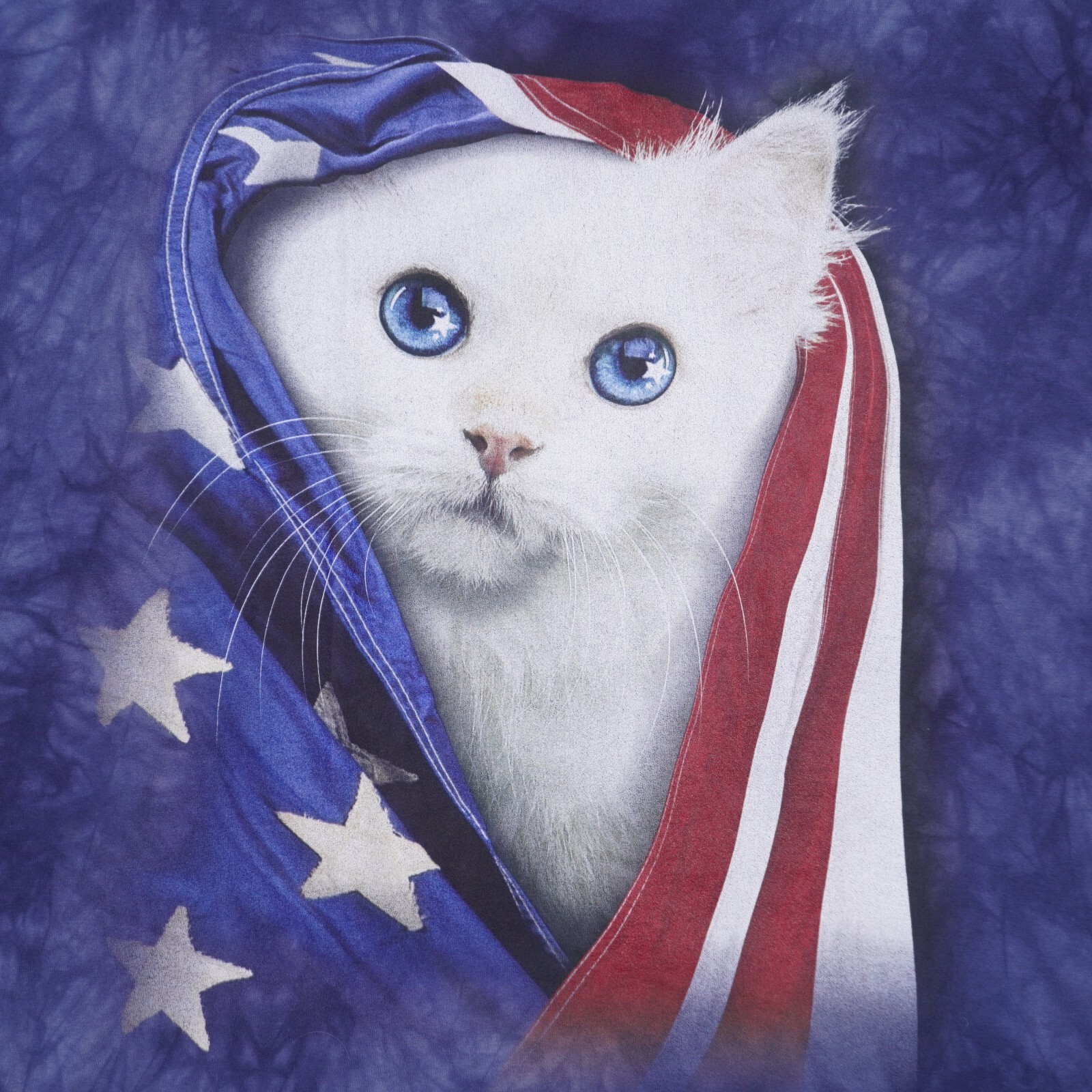 The Mountain USA Kitten Patriotic Graphic Mens Large Blue Tie Dye T Shirt NWOT gallery