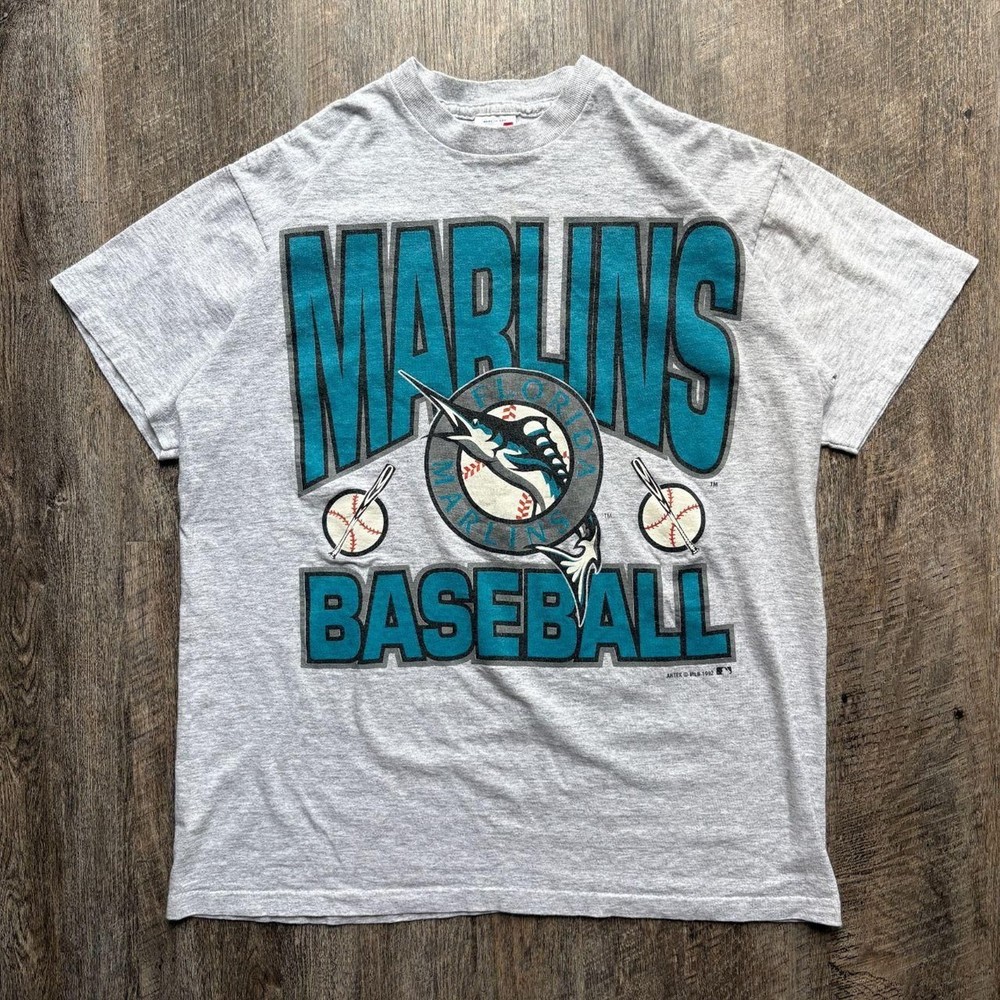 Vintage 1990s Heather Grey MLB Florida Marlins Baseball Tee (NWOT)