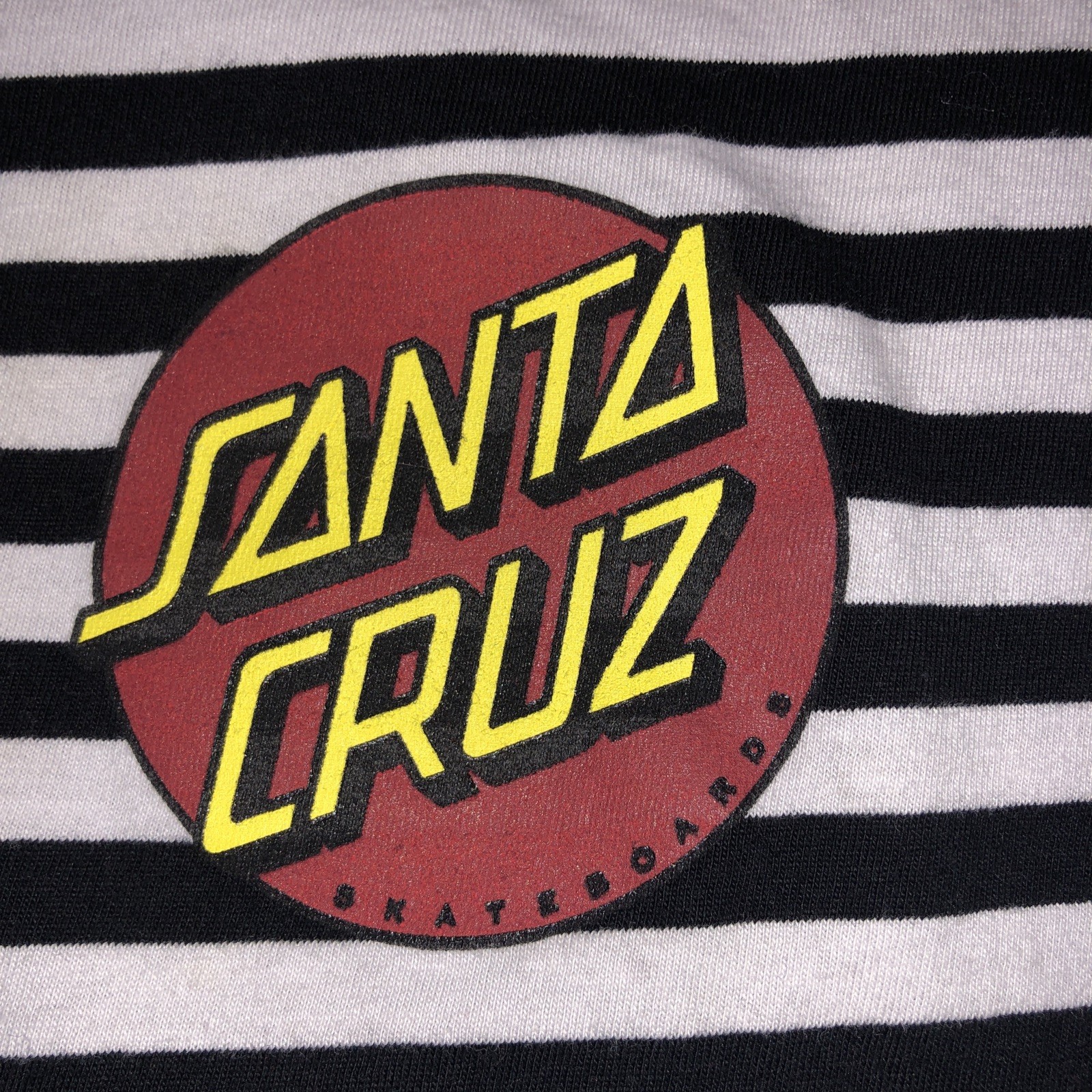 Santa Cruz Skateboards Shirt Dot Logo Striped Black And White Hip Hop gallery
