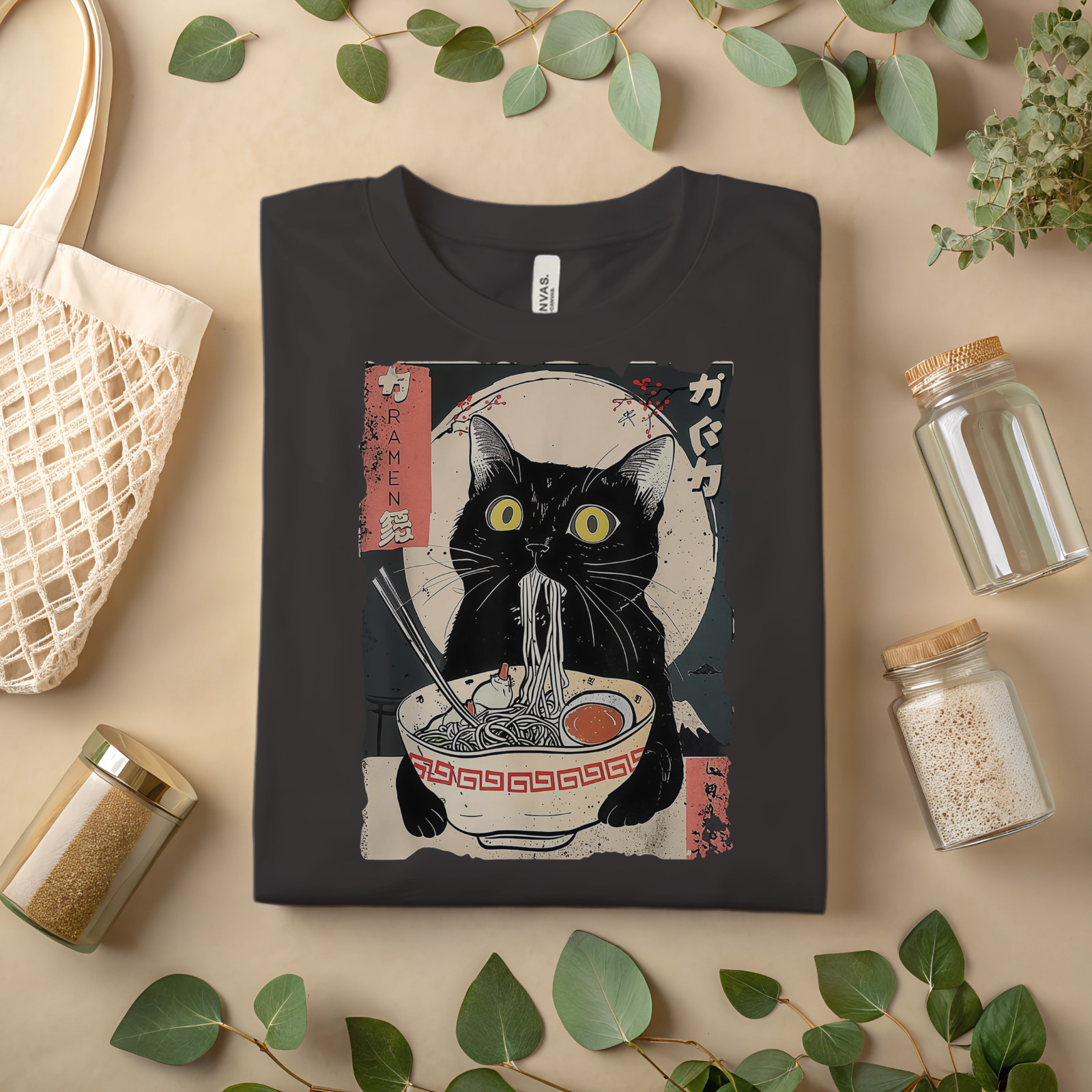 Black Cat Ramen T-Shirt – Japanese Noodle Bowl Graphic Tee A296 gallery