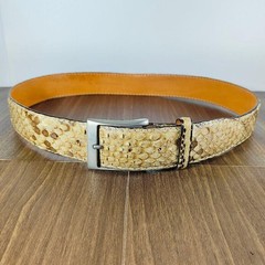 【intage Python】Luxury Python Leather Dress Belt, Made in Italy