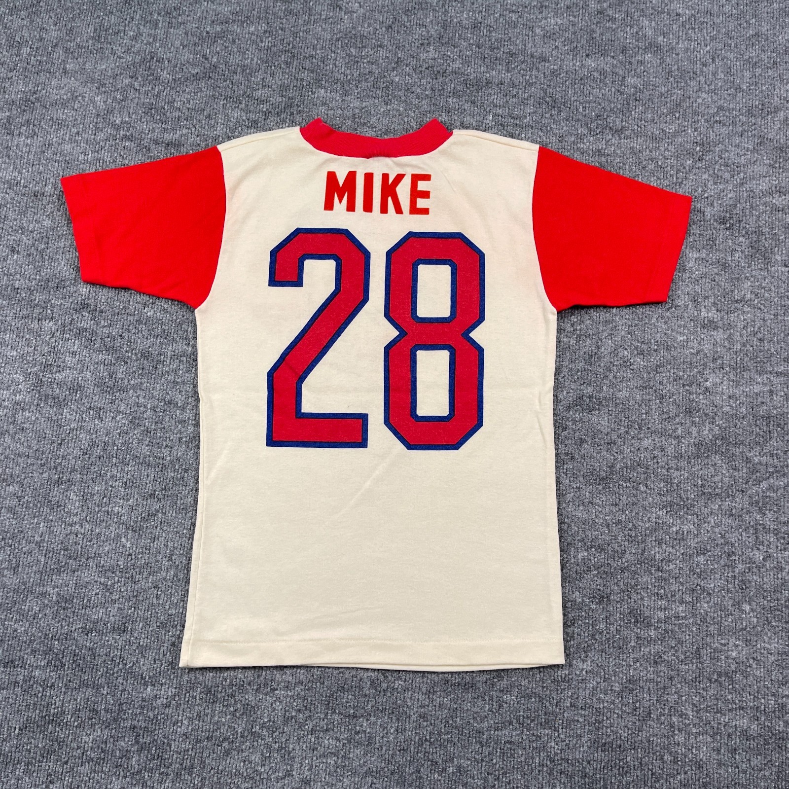 Vintage 70s Cincinnati Reds Mike #28 Baseball Shirt Teens Medium 15x22 Ivory gallery