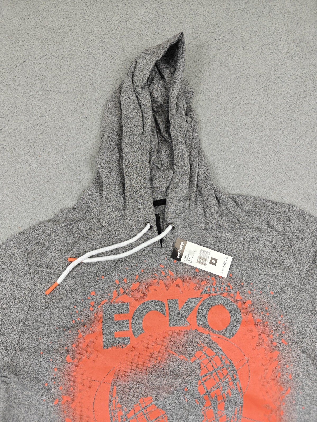 Ecko Unltd Shirt Mens Medium Grey Marled Hooded Short Sleeve Kangaroo Pocket gallery