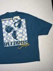 ASOS DESIGN Sunrise Records Studio Graphic Blue T-Shirt Crew Neck Size XL