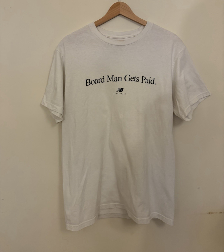 New Balance Basketball “Board Man Gets Paid” Graphic Tee White Men’s M Cotton