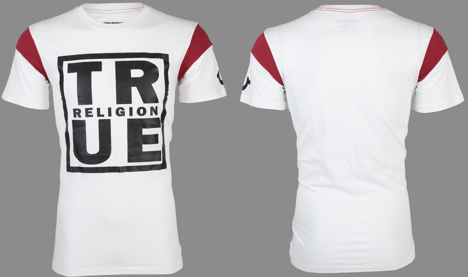 $79 TRUE RELIGION White SQUARE FOOTBALL Short Sleeve Designer Graphic T-shirt gallery