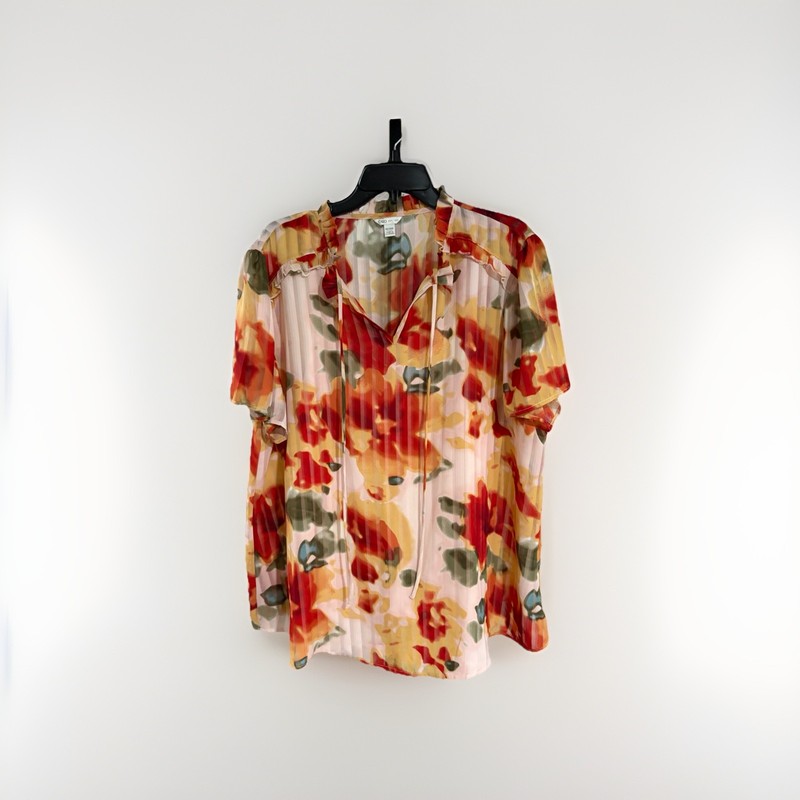 cato womens blouse shirt top cami babydoll floral sheer 18W 20W 2X EUC A14
