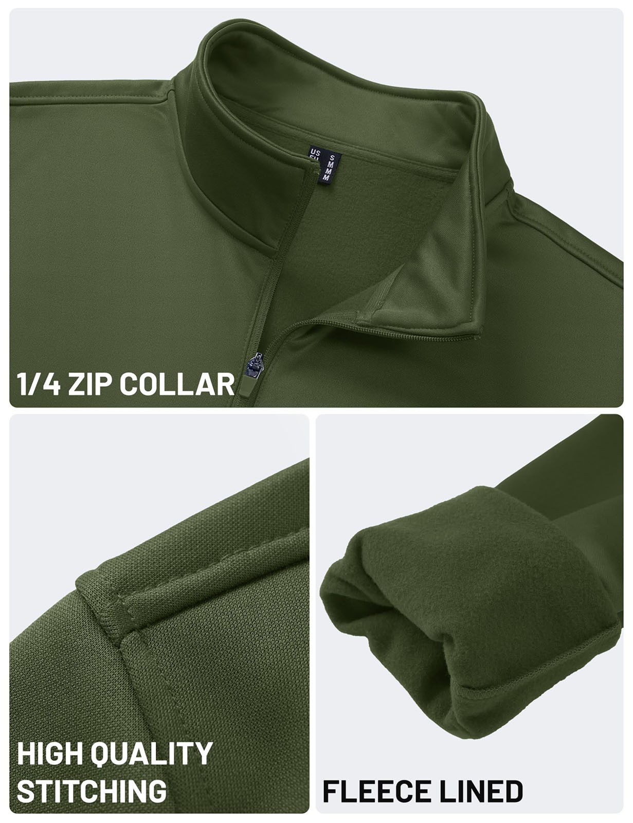 Men's Quarter Zip Pullover Lightweight Fleece Lined Warm 1/4 Zip Down Sweatshirt gallery