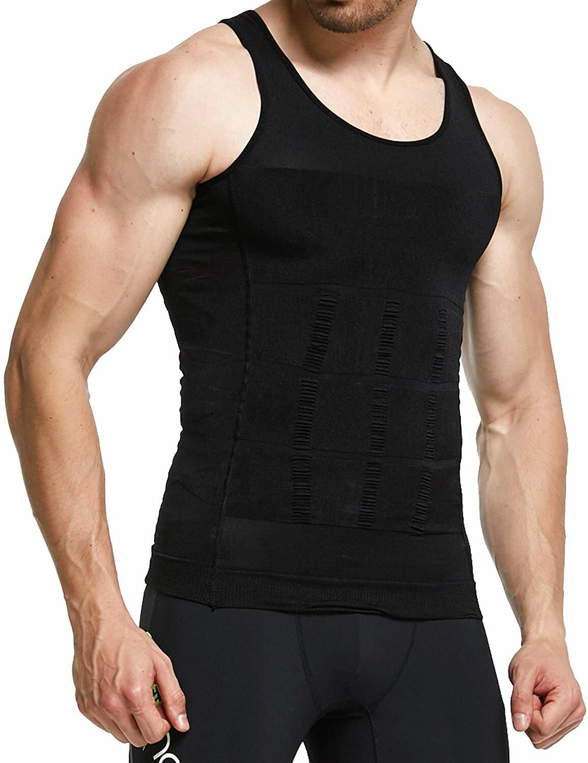 US Men Slimming Shirt Body Shaper Vest Compression Tank Top Corset Shapewear gallery